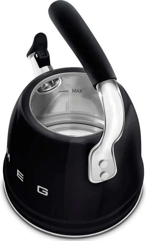 Ceainic cu fluier Smeg CKLW2001BL, 2,3 l, Inductie, Maner rece, Negru