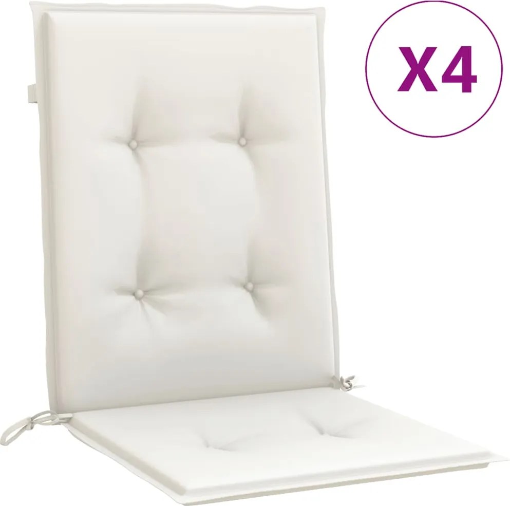 vidaXL Perne scaun cu spătar scund 4buc. melanj crem 100x50x4cm textil