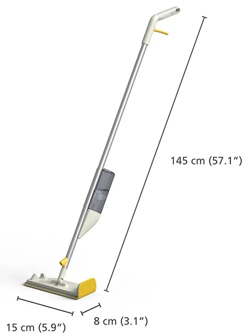 Mop cu pulverizator Joseph Joseph CleanTech 65004, 145 cm, Suport de perete, Gri