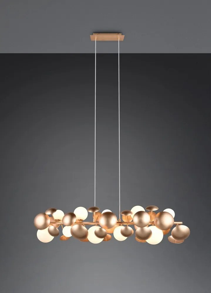 Lustră alb-auriu cu abajur din sticlă Bubble – Trio Select