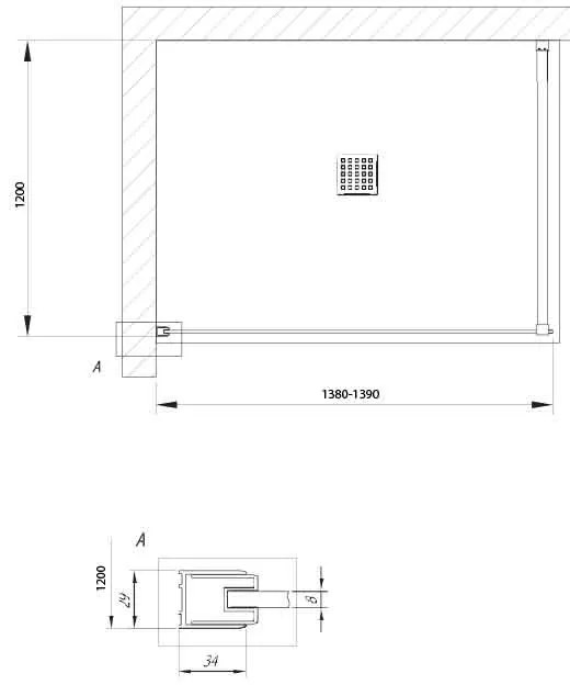 Paravan dus walk-in auriu periat sticla securizata 8 mm 140x200 cm, Kolpasan Calypso