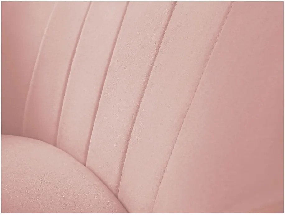 Fotoliu cu tapițerie din catifea Mazzini Sofas Sardaigne, roz deschis