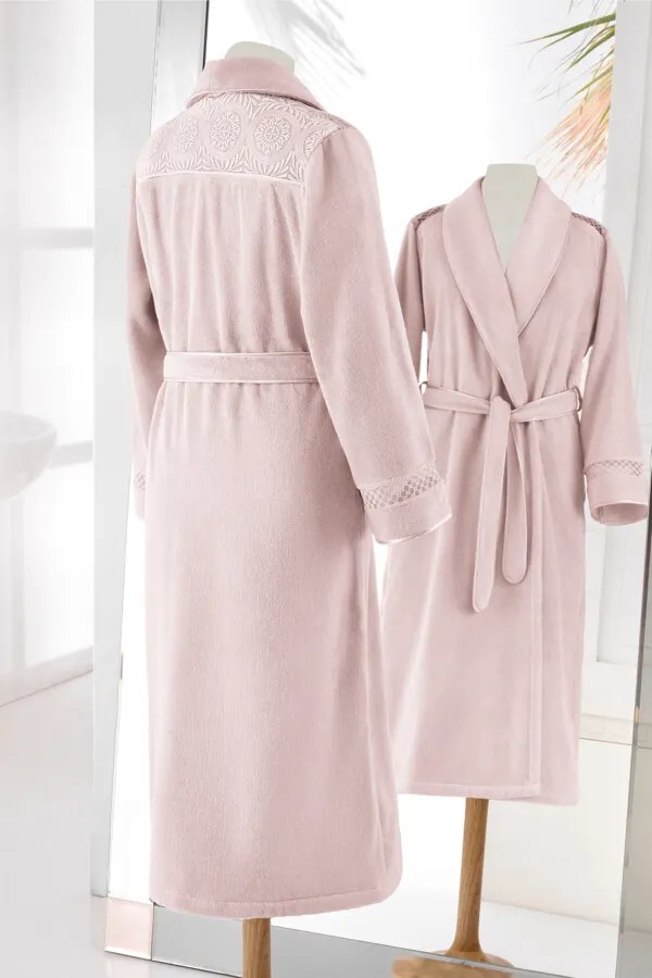 Halat elegant pentru femei QUEEN, in cutie cadou M Alb crem / Ecru