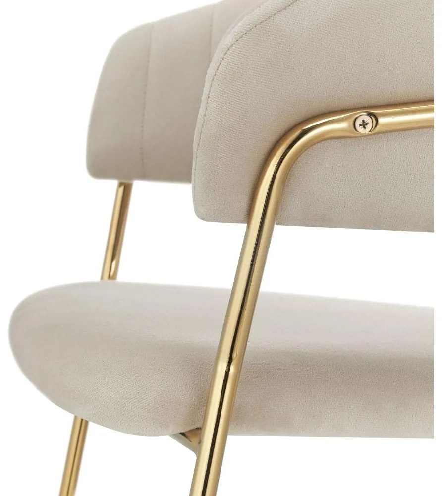 Fotoliu de sufragerie de design Dasmona 1 (Bej + Auriu + Crom) . 1097098