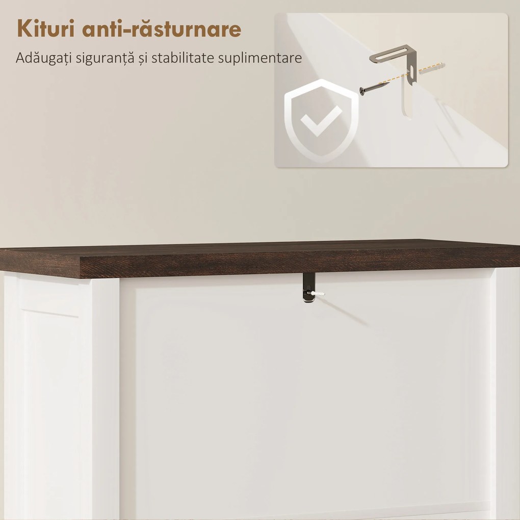 HOMCOM Dulap pentru Pantofi, 2 Sertare Rabatabile, Rafturi Reglabile, Alb | Aosom Romania