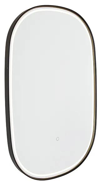 Oglindă de baie neagră, cu LED cu dimmer tactil oval - Miral