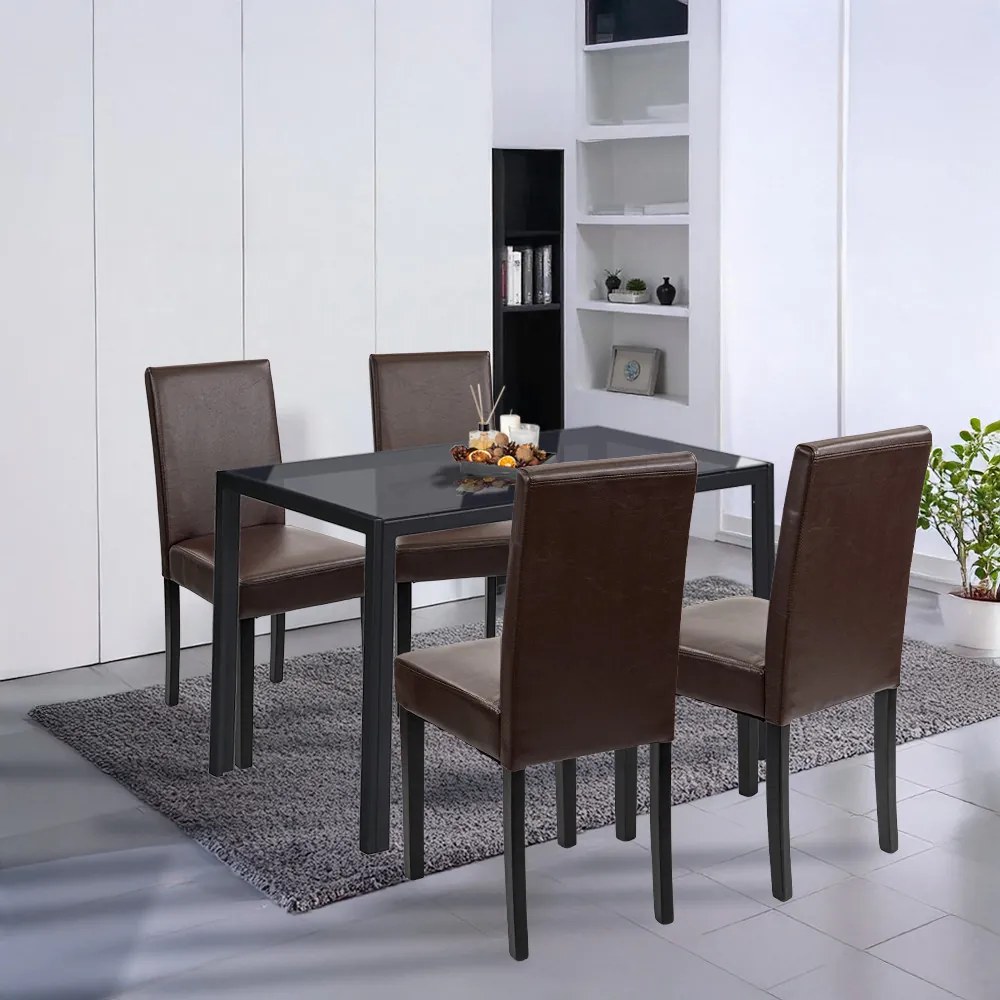 Set de masă Karen 4+1 negru-maro