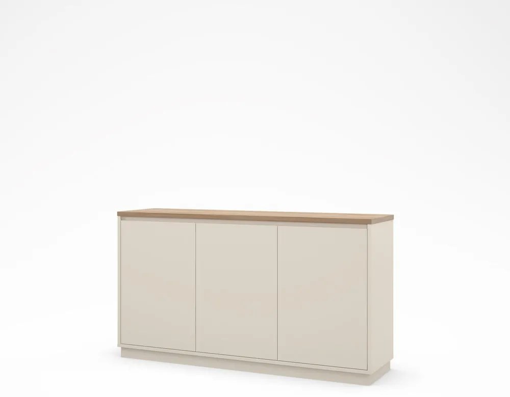 Comodă bej cu aspect de lemn de stejar 152x84x40 cm Loreta – Marckeric