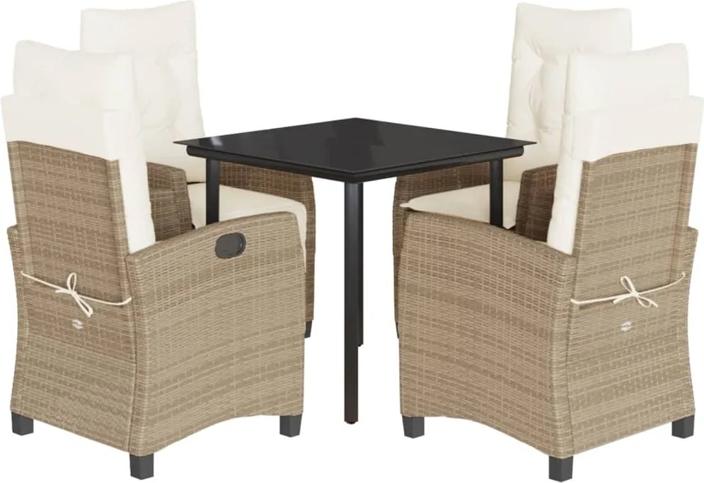 vidaXL Set mobilier de grădină cu perne, 5 piese, bej, poliratan