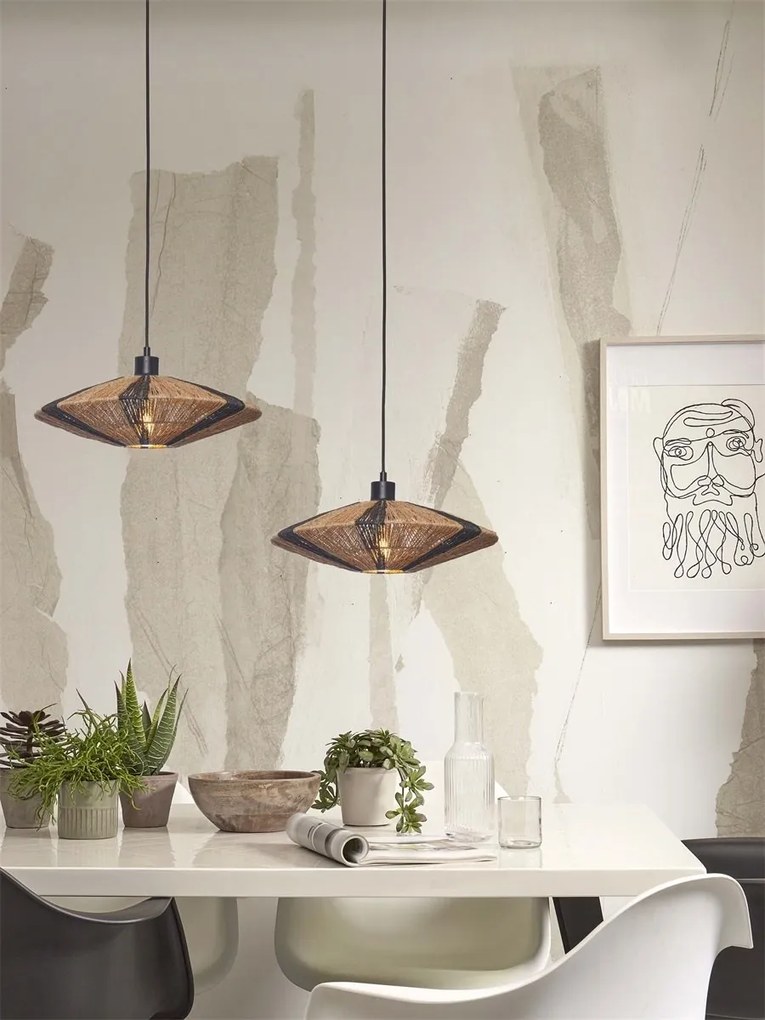 Lustra/Pendul eco din iuta Iguazu S disc 40cm, bl/nat