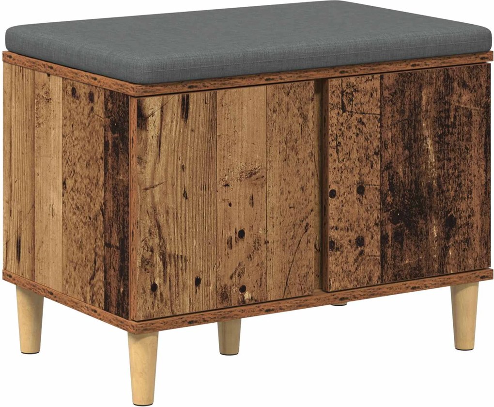 vidaXL Bancă pentru hol cu pernă cu ușă Lemn vechi 60 x 38 x 46 cm