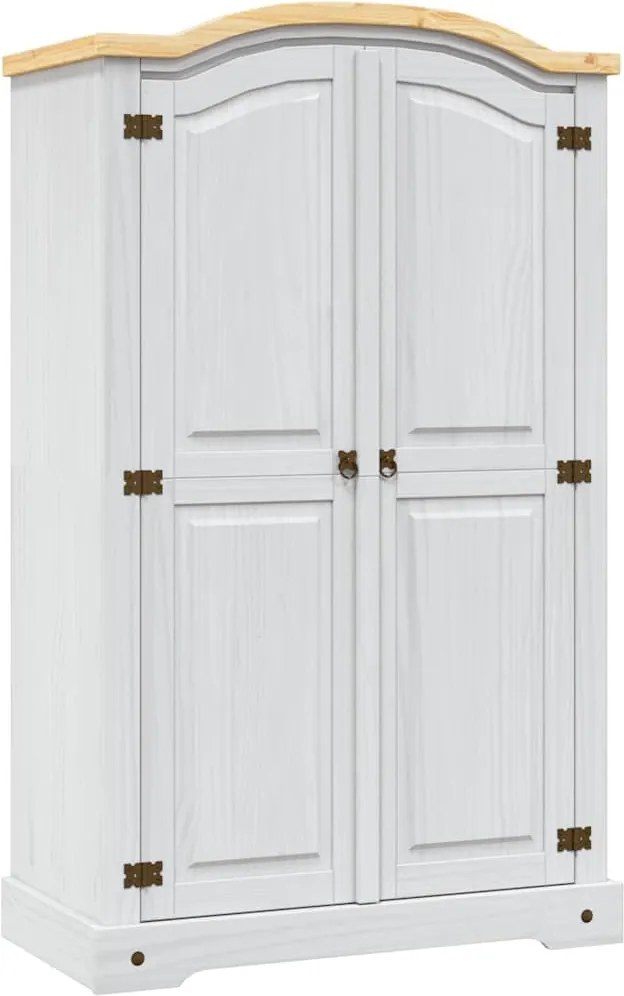 vidaXL Șifonier, alb, lemn de pin mexican, 2 uși, gama Corona