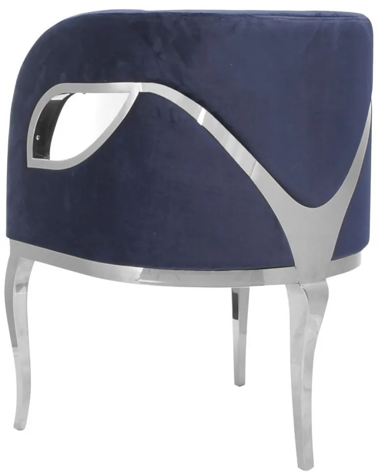 Fotoliu tapitat Morello bleumarin/silver – H78 cm