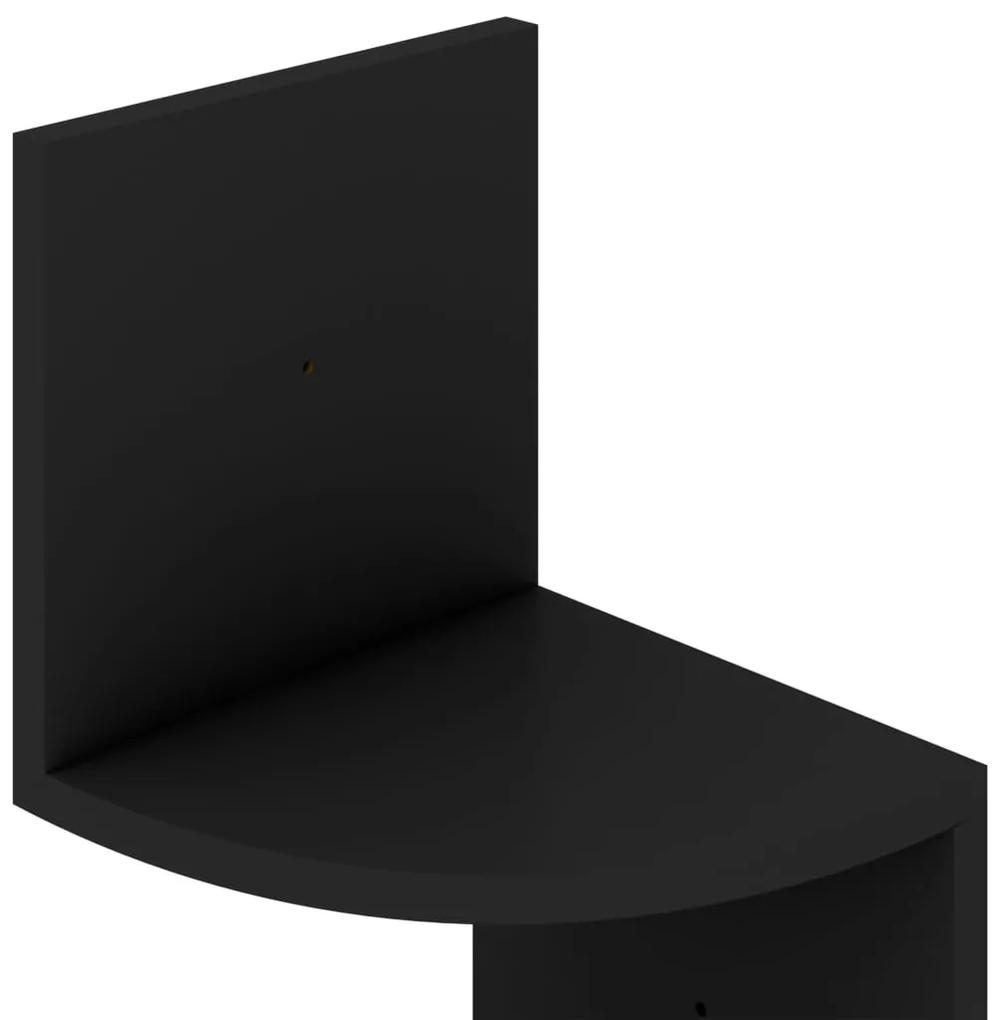 Raft de perete de colt, negru, 19x19x123 cm, PAL 1, Negru