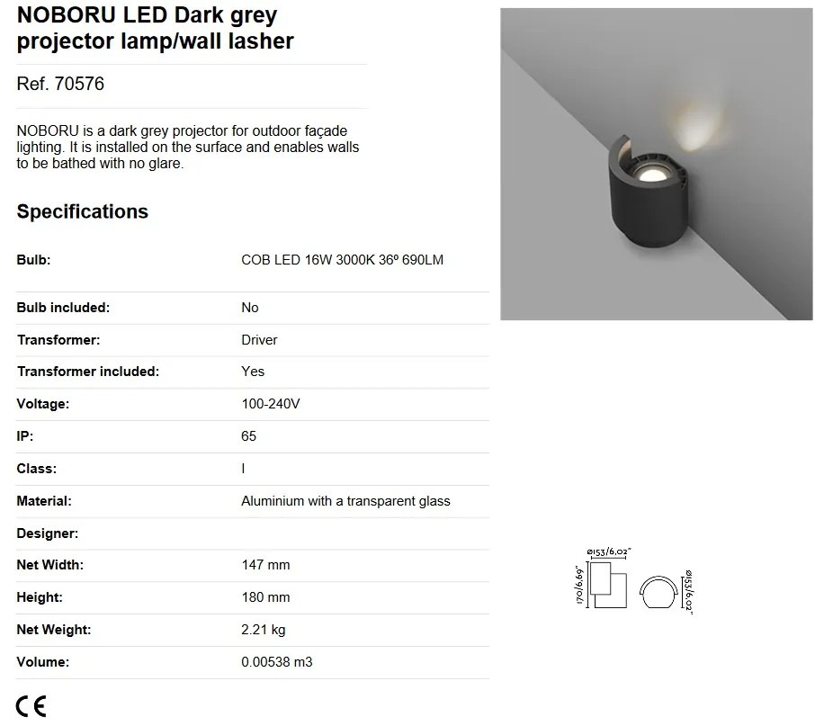 Proiector LED exterior iluminat arhitectural fatade cladiri IP65 NOBORU