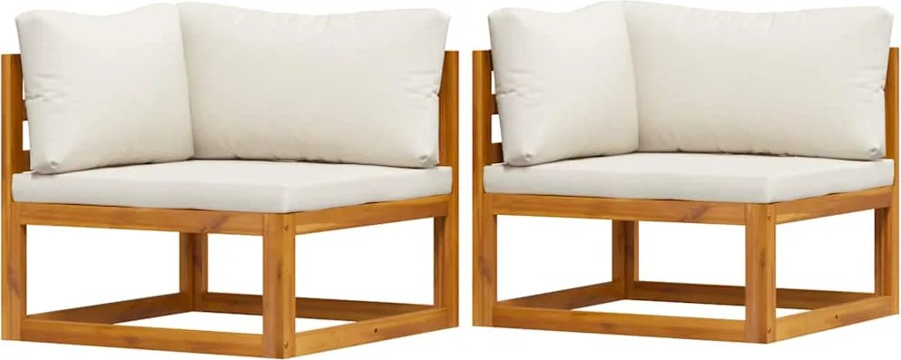 vidaXL Canapele de colț modulare cu perne, 2 buc., alb crem