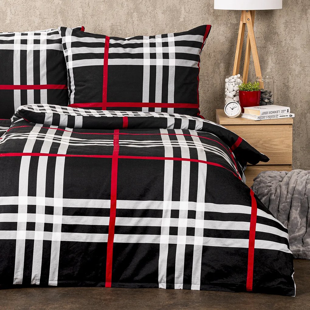 Lenjerie flanelă 4Home Cub negru, negru, 140 x 200 cm, 70 x 90 cm