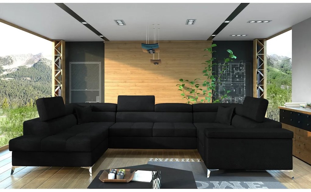 Expedo Canapea extensibilă în formă de U SILVA, 350x90x202, ontario 100, stânga