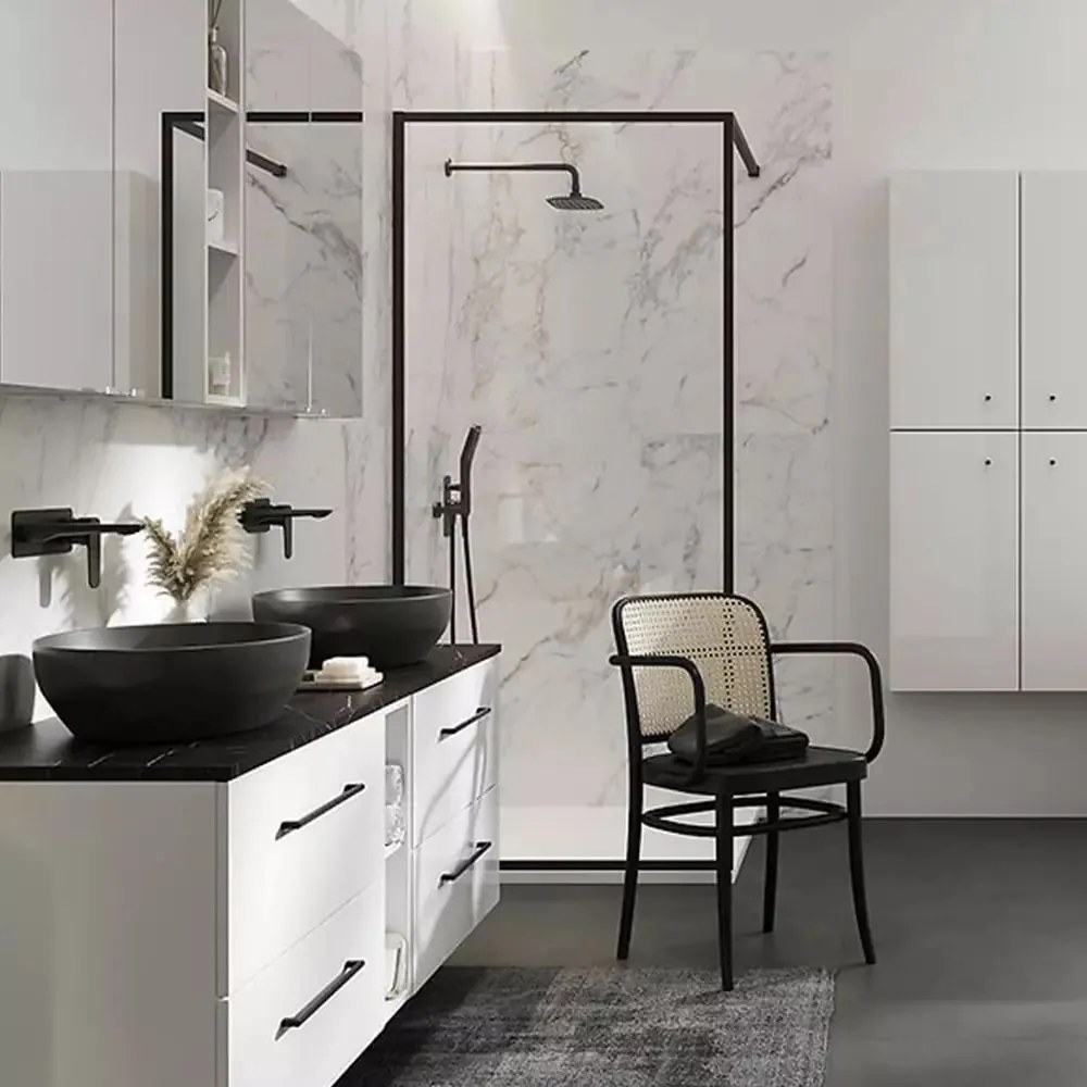 Paravan de dus tip Walk-in Cersanit Larga negru 100x200 cm