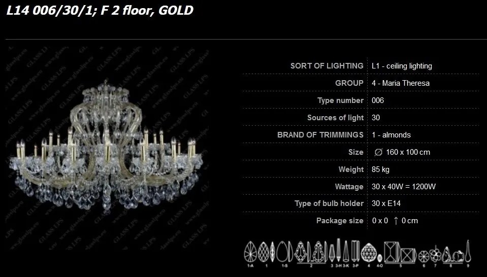 Candelabru Maria Theresa cu 30 brate, cristal Bohemia L14 006/30/1, F 2 floor
