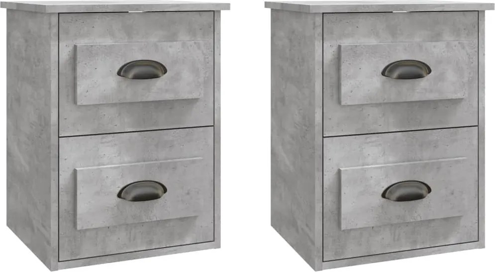 vidaXL Noptiere suspendate pe perete, 2 buc., gri beton, 41,5x36x53 cm