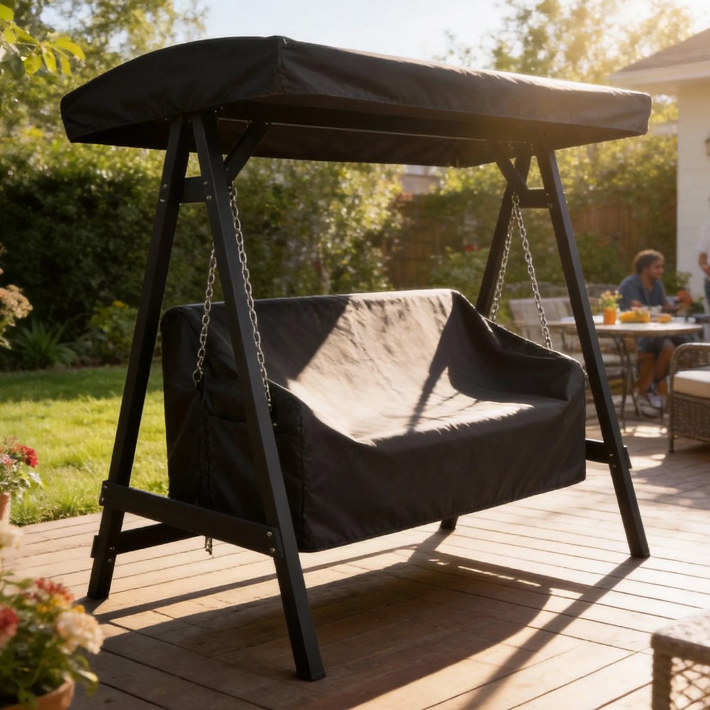 Outsunny Husă pentru leagăn de grădină 3 locuri, husă de protecție impermeabilă, rezistentă la vânt și la UV, țesătură Oxford 420D | Aosom Romania