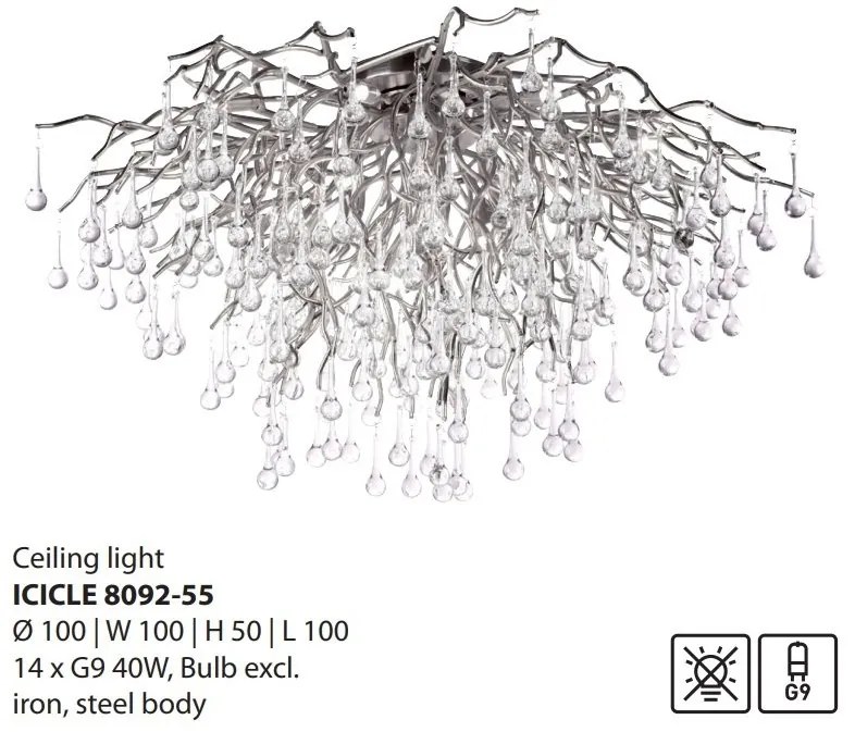 Lustra aplicata design magnific ICICLE crom, 100cm