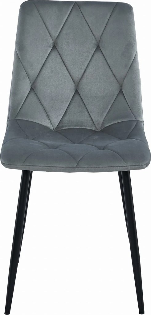 OFERTA Scaun de masa gri de catifea LIBRA cu picioare negre II. calitate