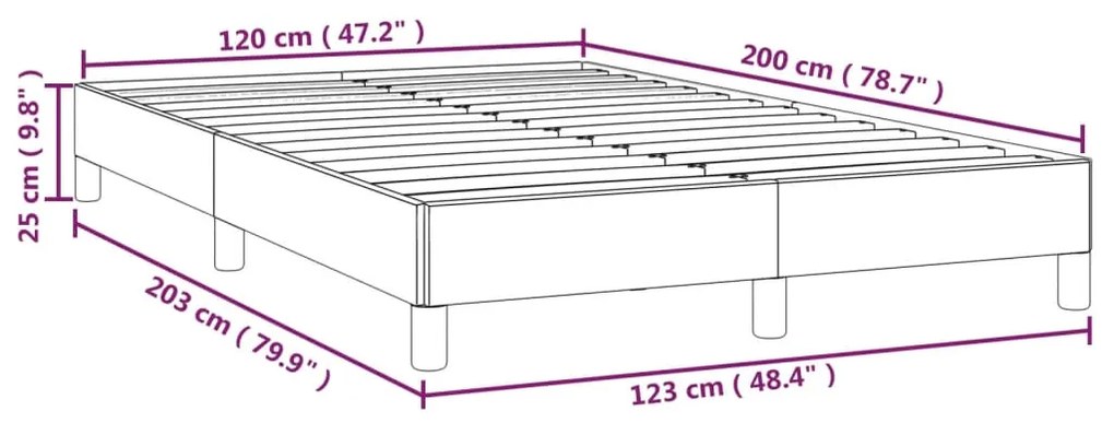 Cadru de pat, gri deschis, 120x200 cm, catifea Gri deschis, 25 cm, 120 x 200 cm