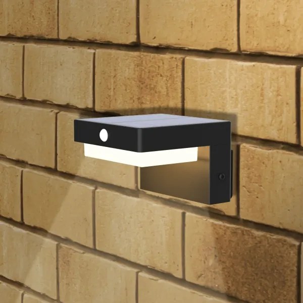 LED lampă solară de perete cu senzor MALI LED/4,5W/3,7V 2000 mAh IP44 negru