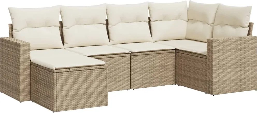 vidaXL Set canapele de grădină cu perne, 6 piese, bej, poliratan