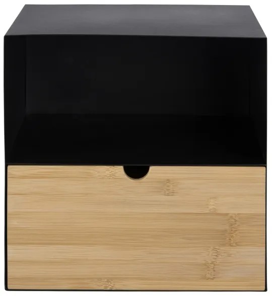 Noptieră cu posibilitate de montare pe perete BEKIM negru/bambus