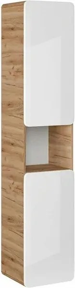 Dulap coloana suspendat 35 cm cu 2 sertare si 2 usi Comad Aruba stejar Craft si alb lucios