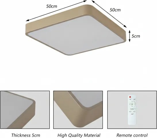 Brilagi-LED Plafonieră LED dimmabilă POOL, 48W, 230V, 3000-6000K, 50x50 cm, bej + telecomandă