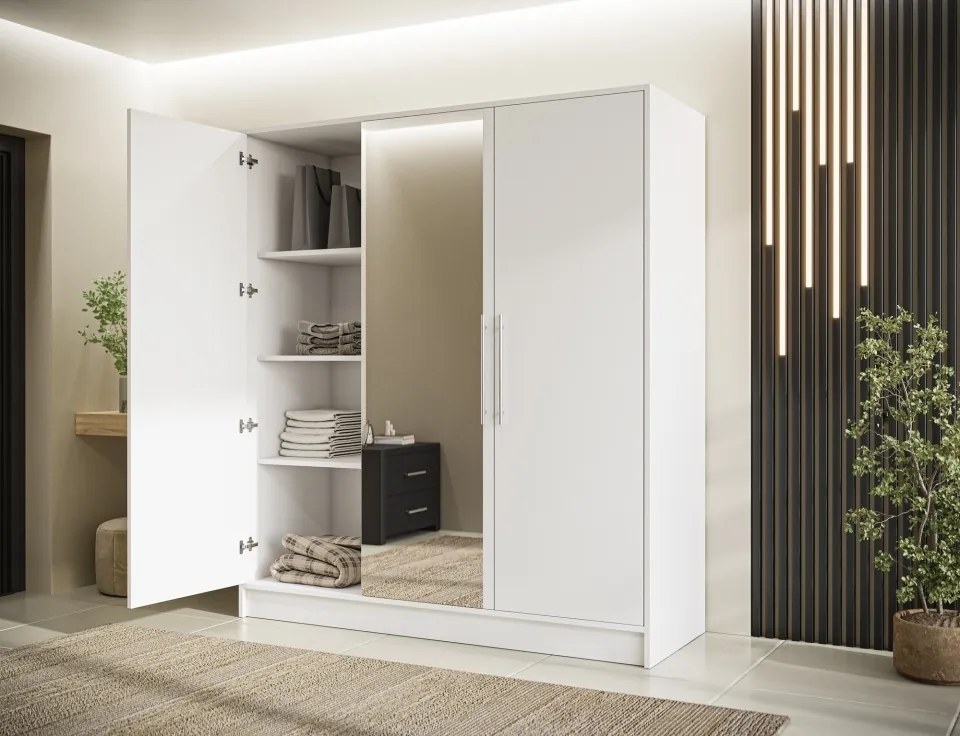 Dulap cu 3 usi si oglinda Alarica 180x60x200 cm – Alb