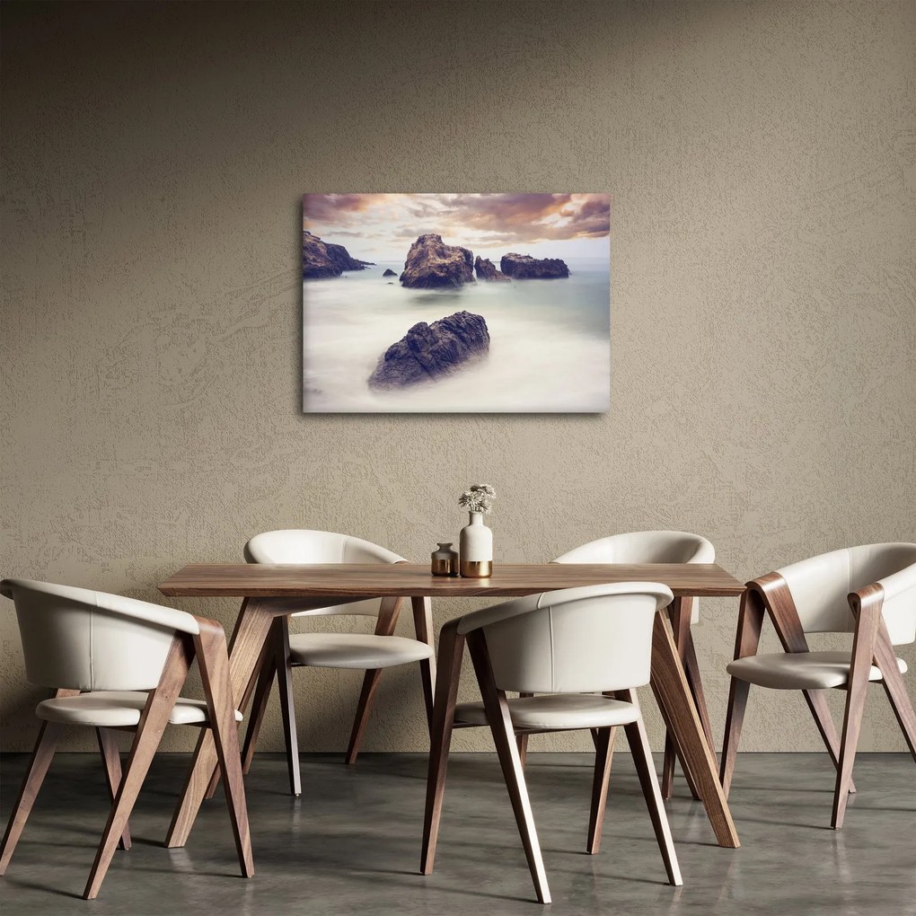 Tablou cu stânci în ceață (70x50 cm)
