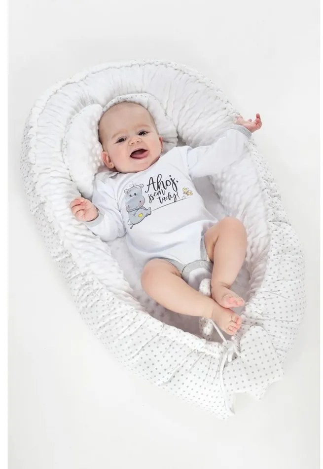 New Baby Cuib de lux cu pernă și pătură din MinkyHeart, alb