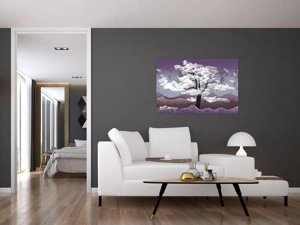 Tablou - Copac în nori (90x60 cm)