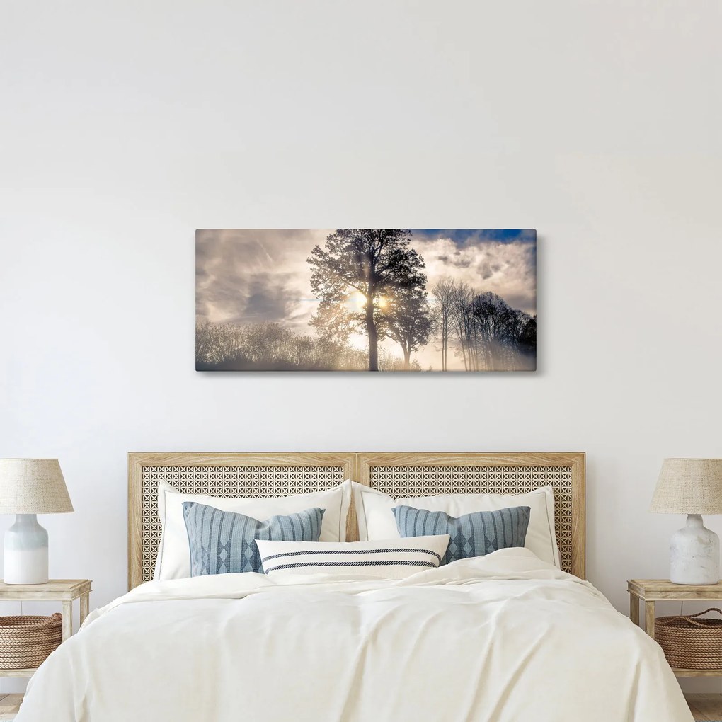Tablou cu copac în ceață (120x50 cm)