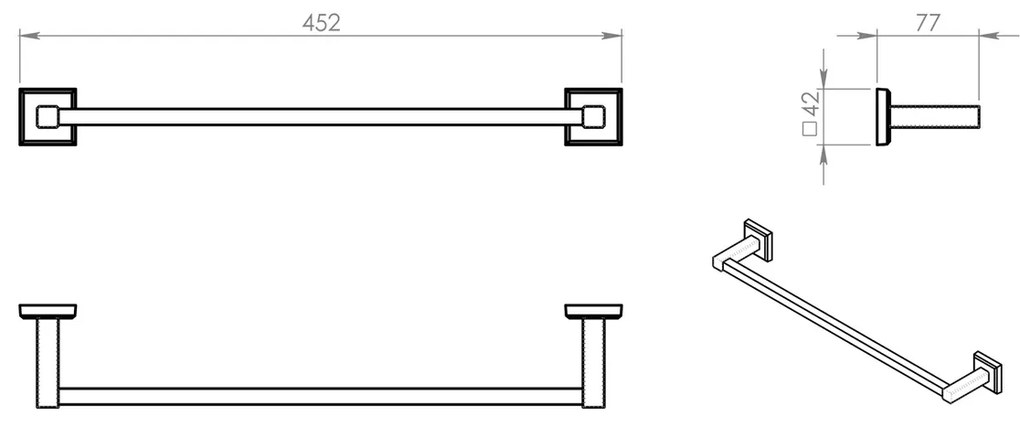 GEDY 692145 Colorado suport pentru prosoape 45 x 8cm, argintiu