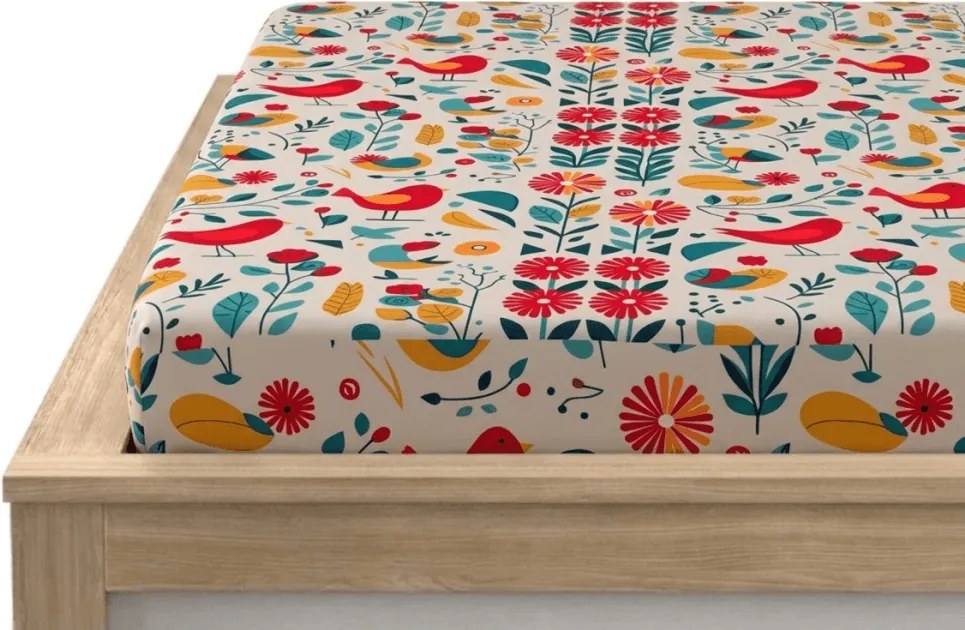 Cearsaf din microfibra RETRO BIRD colorat 90x200 cm