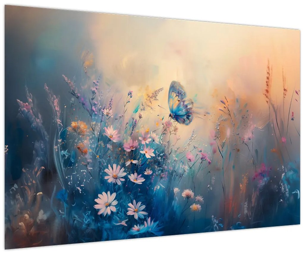 Tablou - Pajiște cu Fluture (90x60 cm)