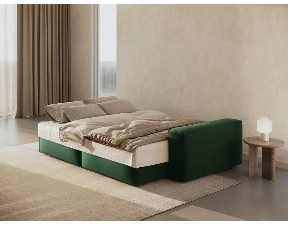 Canapea verde-închis extensibilă/cu spațiu de depozitare cu tapițerie din catifea 247 cm Jodie – Micadoni