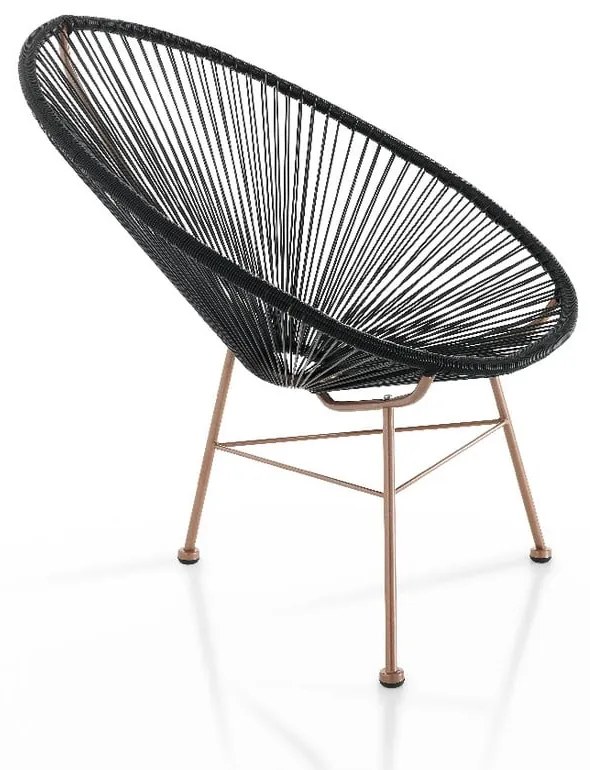 Fotoliu de grădină negru din ratan artificial Numana – Tomasucci