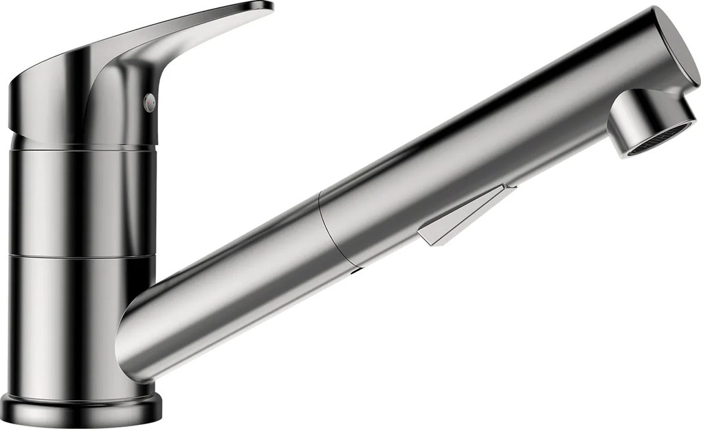 Baterie bucatarie Schock Evinas Inox Periat cu dus extractibil, cartus ceramic