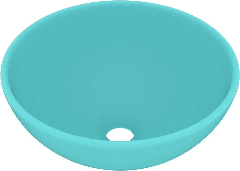 vidaXL Chiuvetă baie lux verde deschis mat 32,5x14 cm ceramică rotund