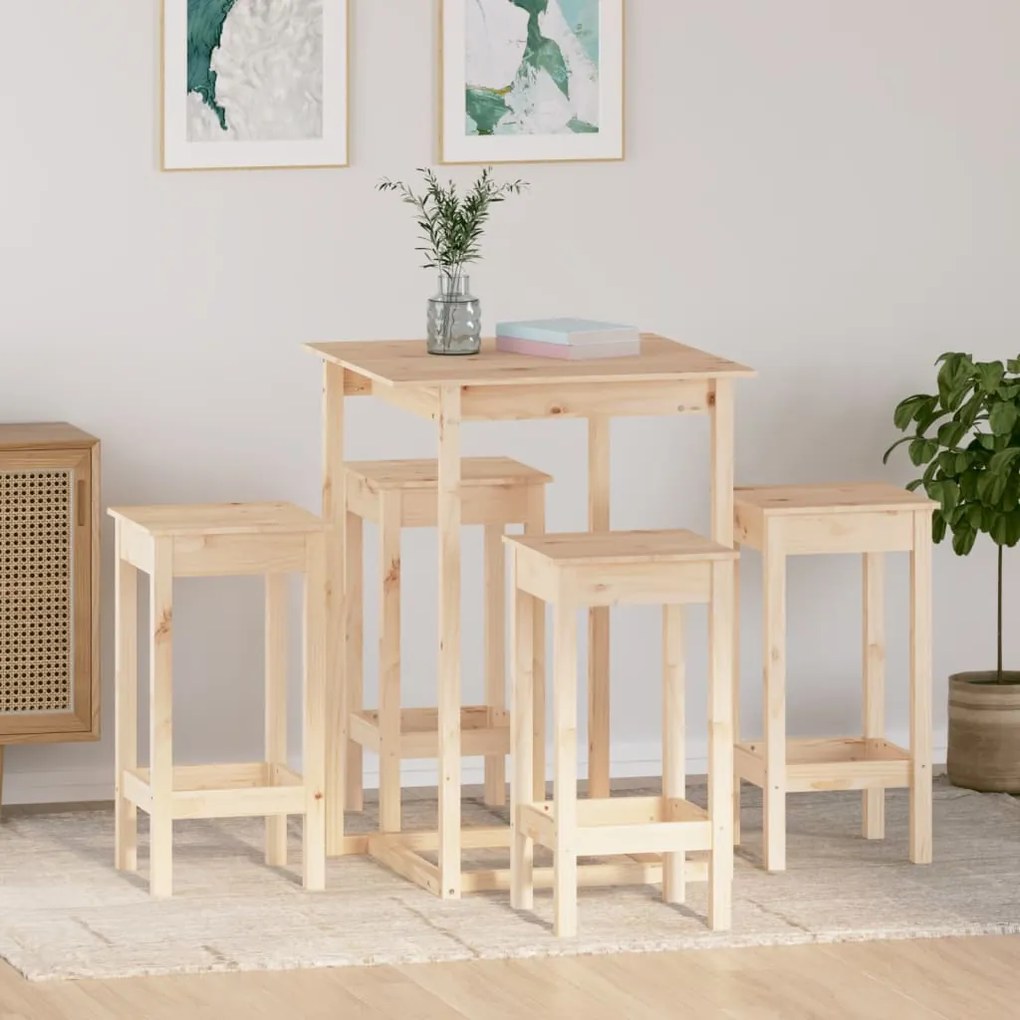Set mobilier de bar, 5 piese, lemn masiv de pin