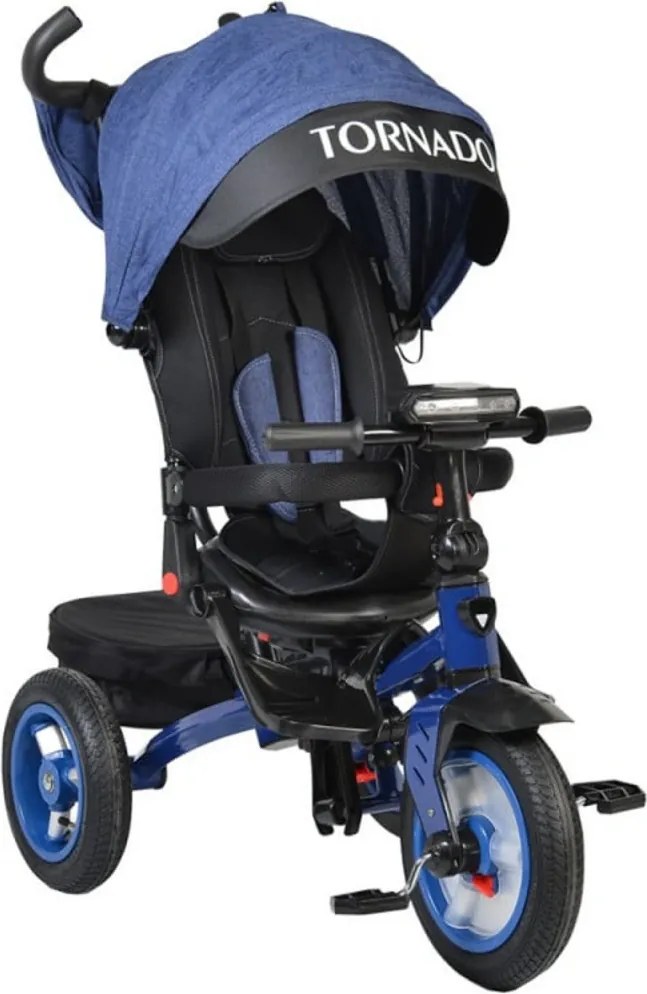 Tricicleta cu copertina Novokids™ Tornado , Cu melodii si lumini, Roti gonflabile din cauciuc, Pozitie somn, Scaun reversibil cu rotire 360 grade ,