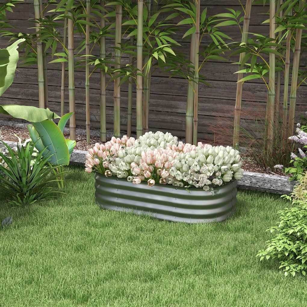 Outsunny Pat de plante Modulare, rezistent la intemperii, fund deschis, 105 x 62 x 30 cm, Argintiu | Aosom Romania