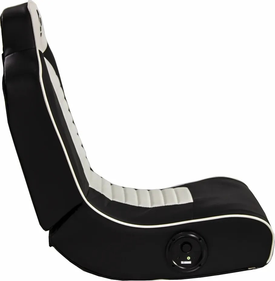 RESIGILAT- Fotoliu gaming, boxe încorporate, conectare Bluetooth, pliabil, PU, Negru/Alb